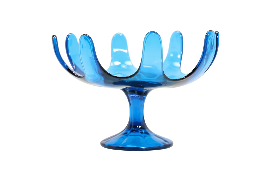 Viking Epic Blue Glass 8-Petal Compote Footed Fruit Bowl Centerpiece 9 in. diameter (1 of 10)