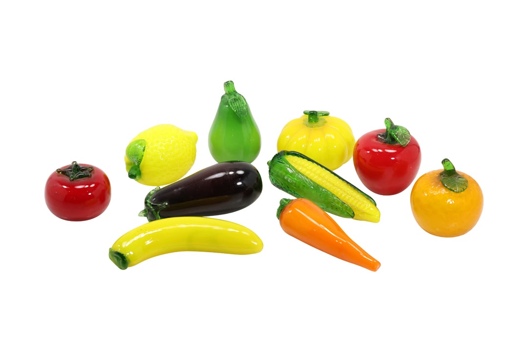 10 Assorted Art Glass Fruits and Vegetables - Variety - Multi Colors (1 of 16)