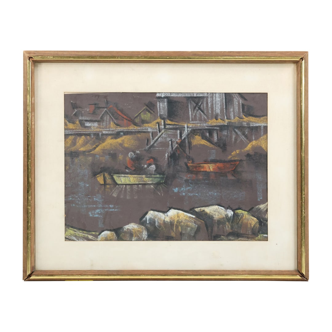 Gordon Mallet McCouch (1885 - 1962 American], Pastel Boats at the Lake Side Landing (1 of 13)