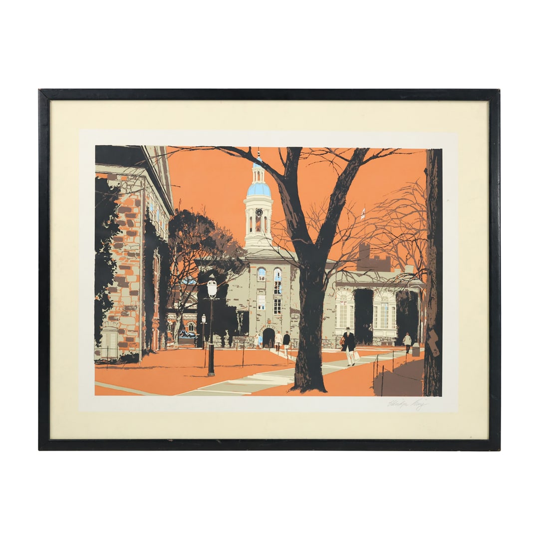 Princeton University Color Lithograph by Eldridge King, Pencil Signed, Framed: Princeton University Color Lithograph by Eldridge King, Pencil Signed, Framed. size: 24 x 18 outside frame: 29 x 23