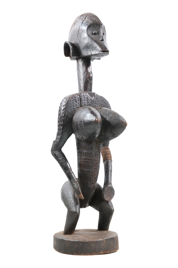 Bamana Jonyeleni Female Figure Carved Wood 30 inches Height, Dark Finish (1 of 16)