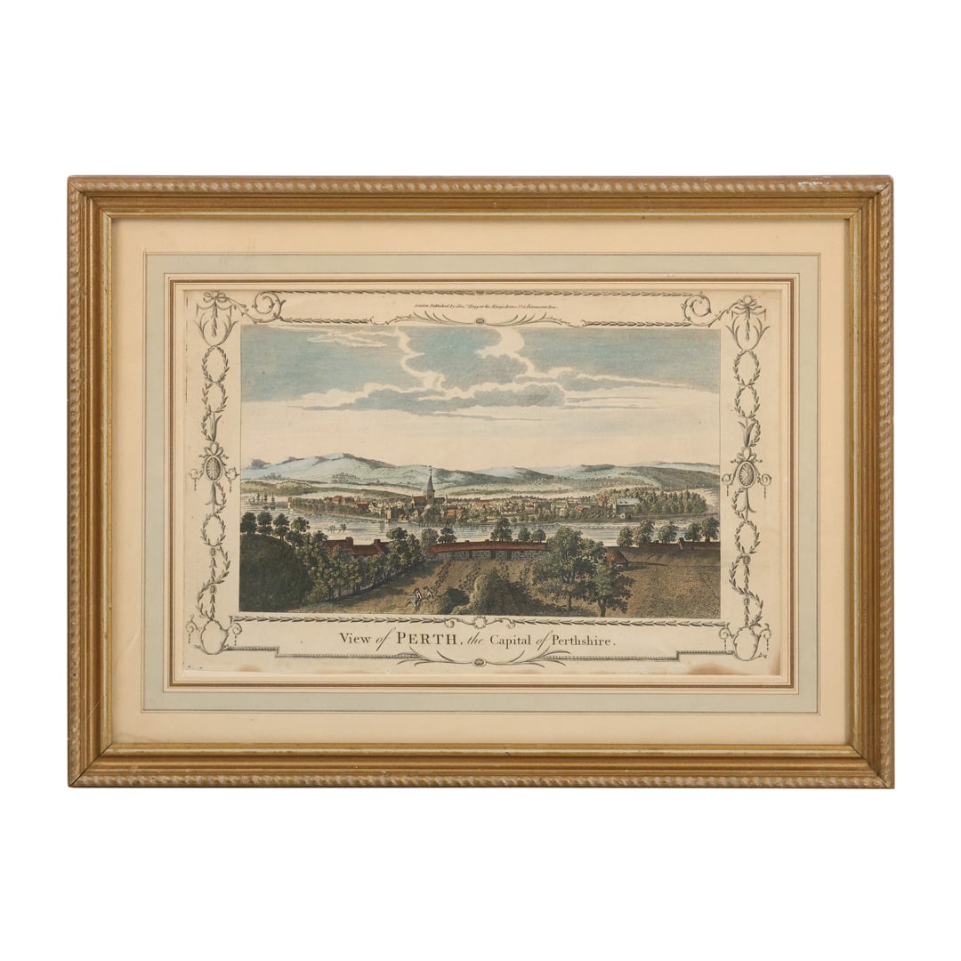 Framed Colored Etching "View of Perth the Capitol of Perthshire" (1 of 15)