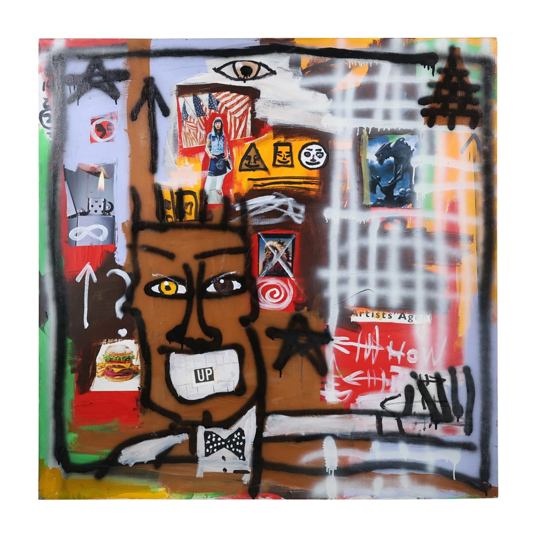 Large Mixed Media Collage Oil Painting Abstract Outsider Street Art 48 in. x 48 in. (1 of 15)