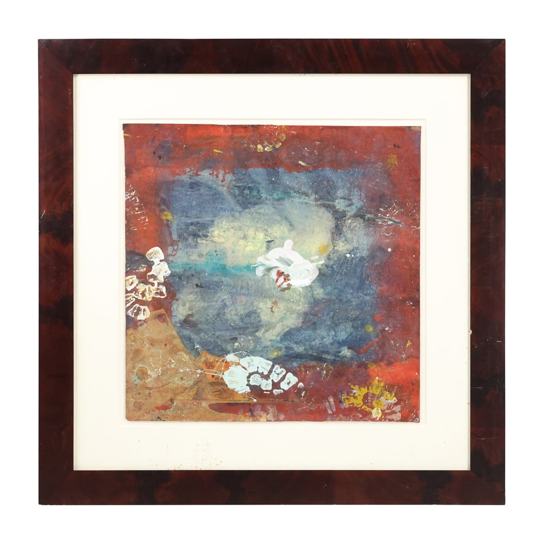 JAMALI (born Aqdas Hussain Khan, Pakistan, 1944] Mixed Media Watercolor Oil Abstract: JAMALI (born Aqdas Hussain Khan, Pakistan, 1944] Mixed Media Watercolor Oil Abstract. size: 20 x 20 outside frame:32 x 32 ; ASKart: Jamali (born Aqdas Hussain Khan, Pakistan, 1944) is an American avan