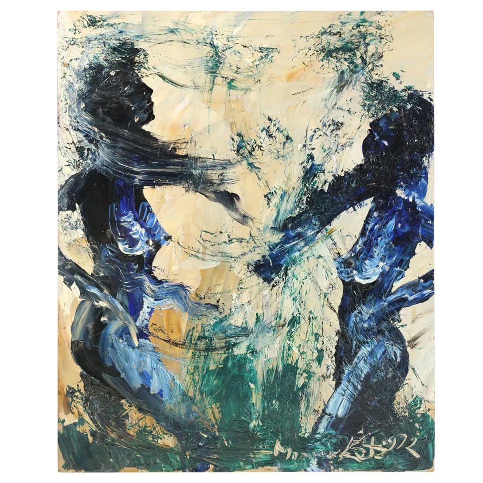 Morris Katz, Jewish American, Acrylic Painting "Dancing Nudes" Rare Subject Matter for this Artist (1 of 14)