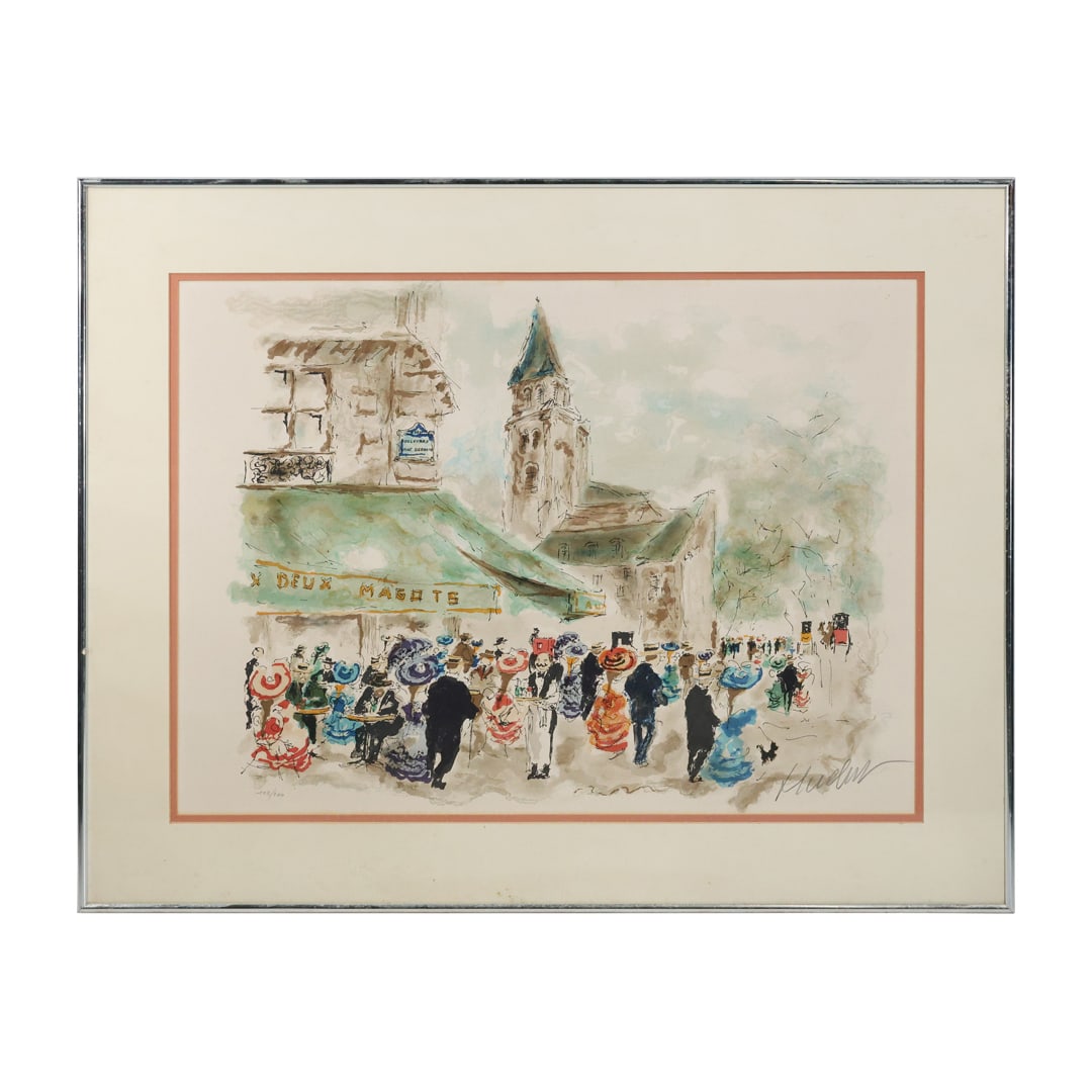 Urbain Huchet , Paris Scene Lithograph, Signed, Framed (1 of 16)