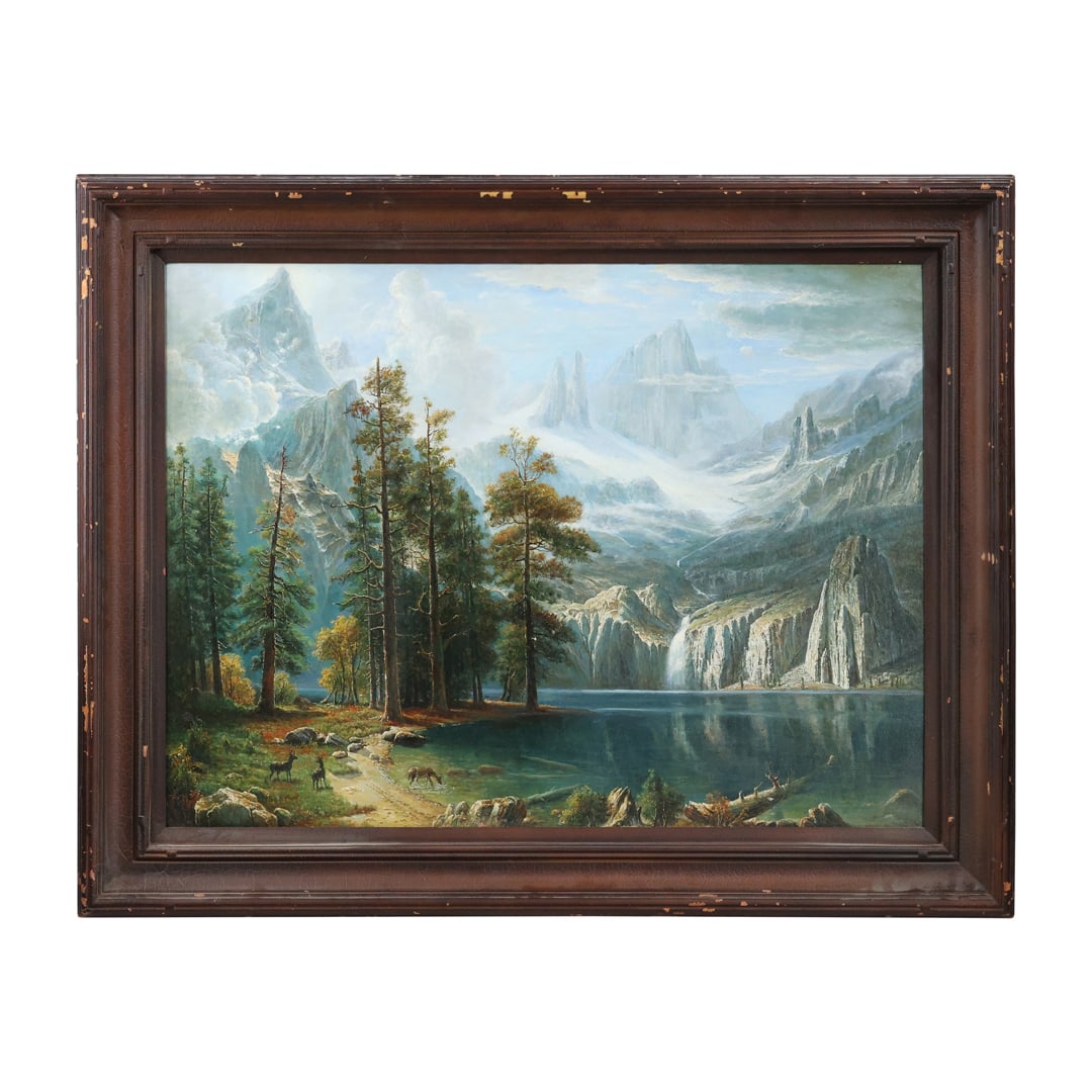 after Albert Bierstadt, Sierra Nevada Mountain Landscape copy Oil on Canvas Framed (1 of 19)
