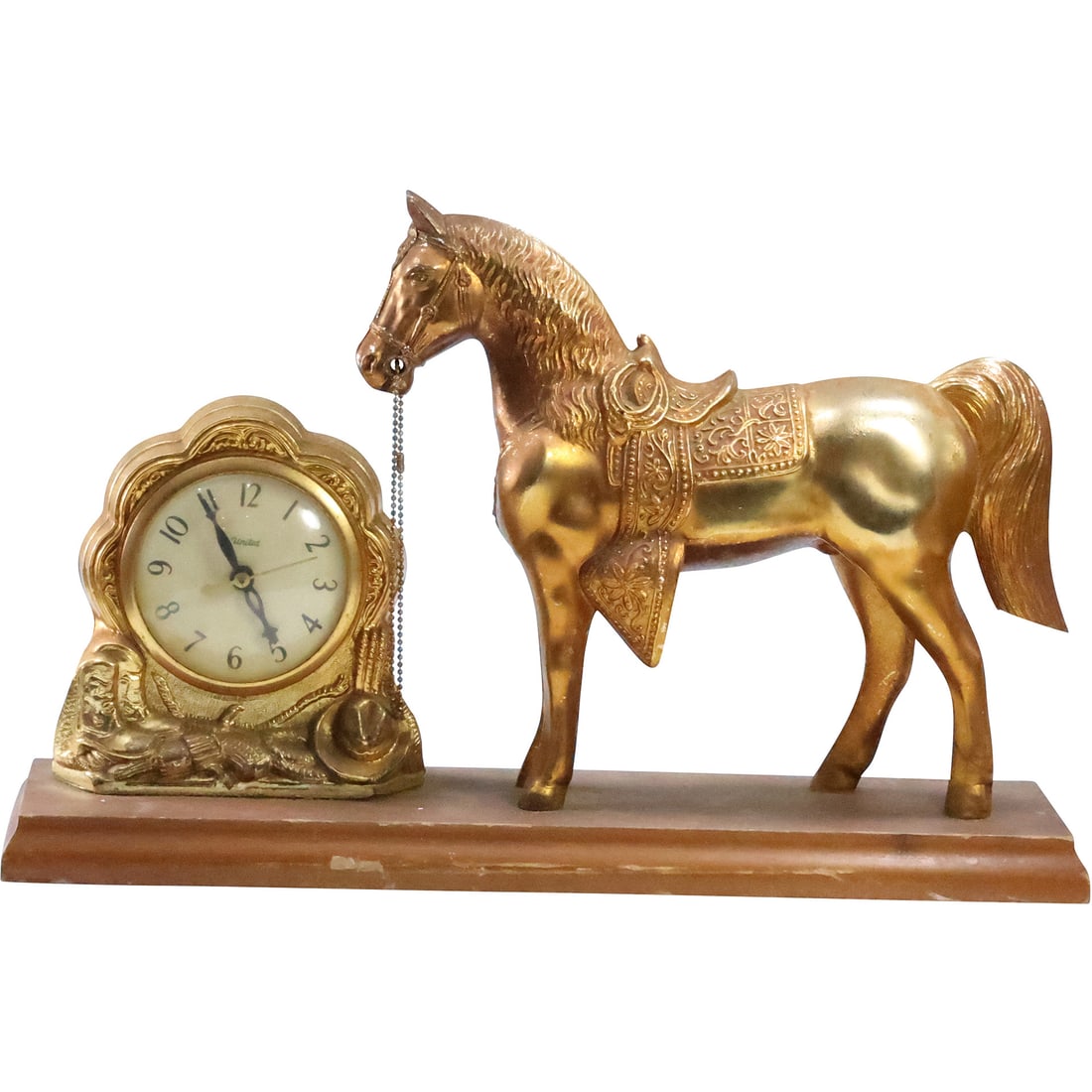 United Vintage Electric Mantle Clock Saddled Horse in Original Patina (1 of 20)