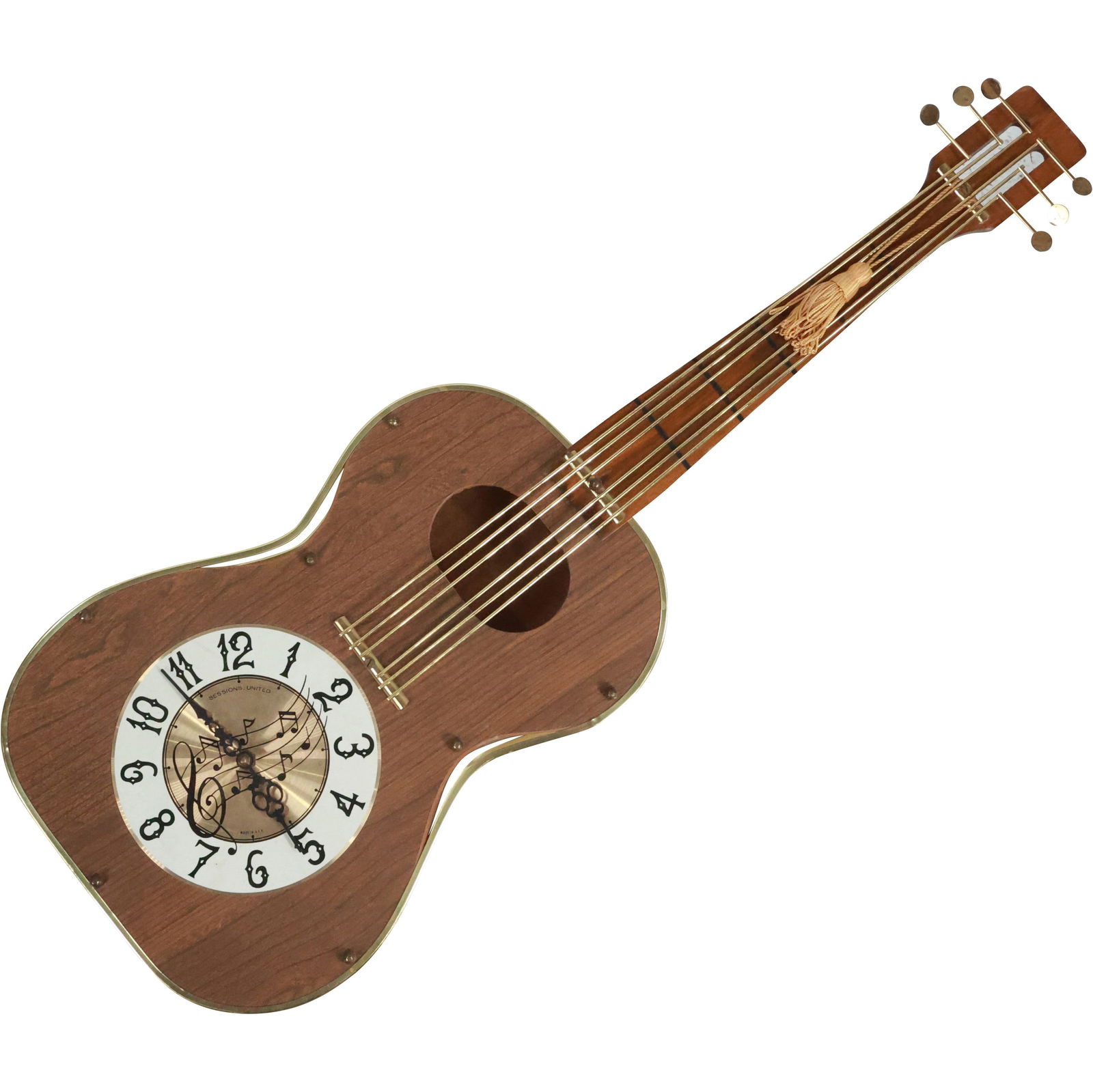 Sessions United USA Mid-Century Modern Metal "Guitar" Wall Clock (1 of 16)