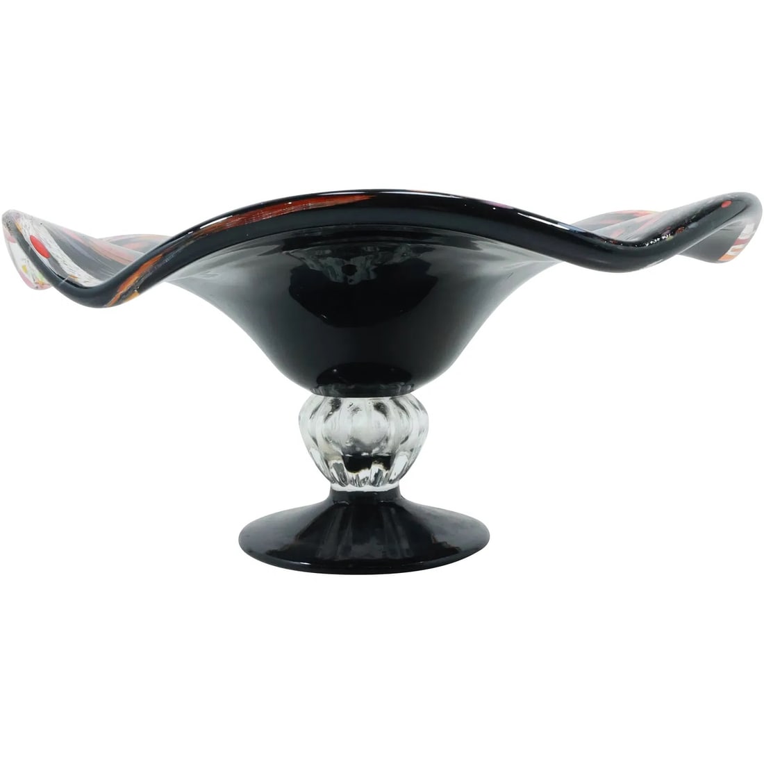 Murano Art Glass Pedestal Base Centerpiece Compote: Murano Art Glass Pedestal Base Centerpiece Compote size: 6.5x14 Shelf: C