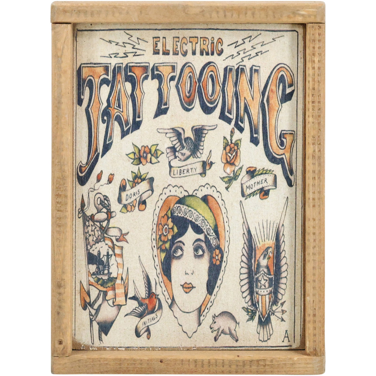 Novelty Printed Wood Sign: ELECTRIC TATTOOING 9.5 inches x 13 inches: Novelty Printed Wood Sign: ELECTRIC TATTOOING 9.5 inches x 13 inches. size: 9.5 x 13