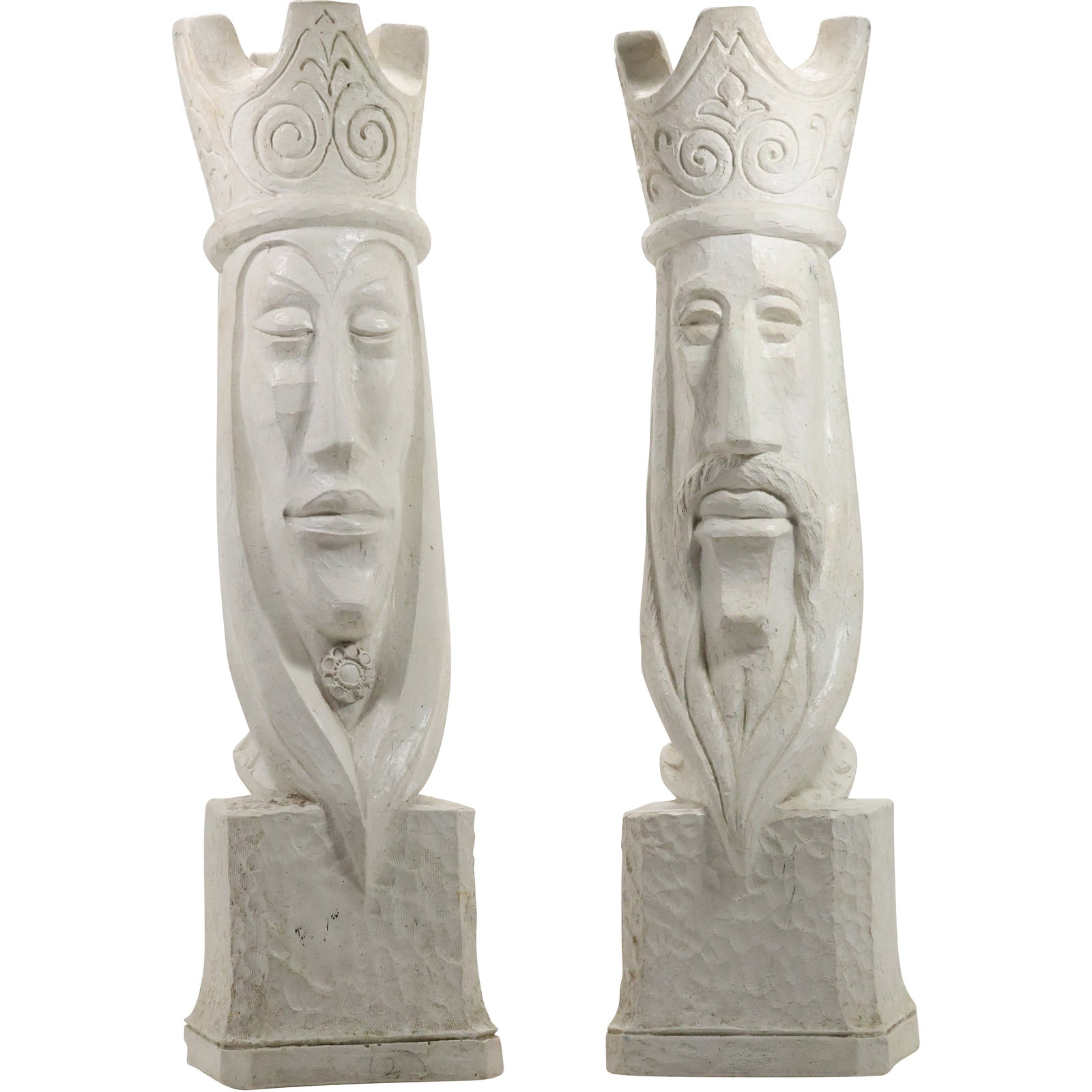 2 Large White Ceramic Chess Pieces King and Queen 21.5 inches height x 5 in. wide (1 of 11)