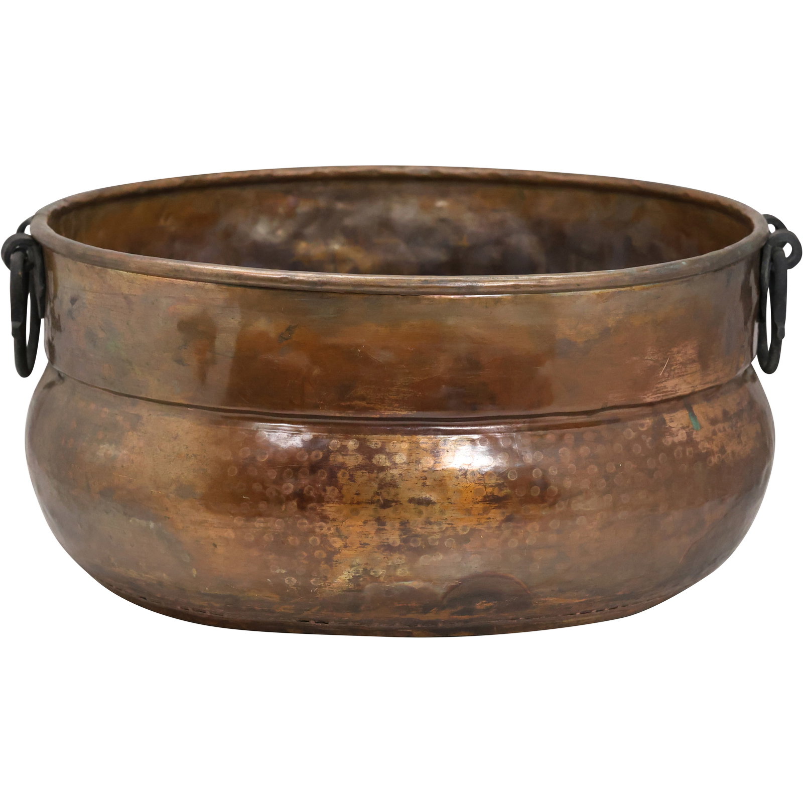 Large Hand Hammered Copper Cooking Pot with Wrought Iron Handles 20.5 in. length (1 of 15)