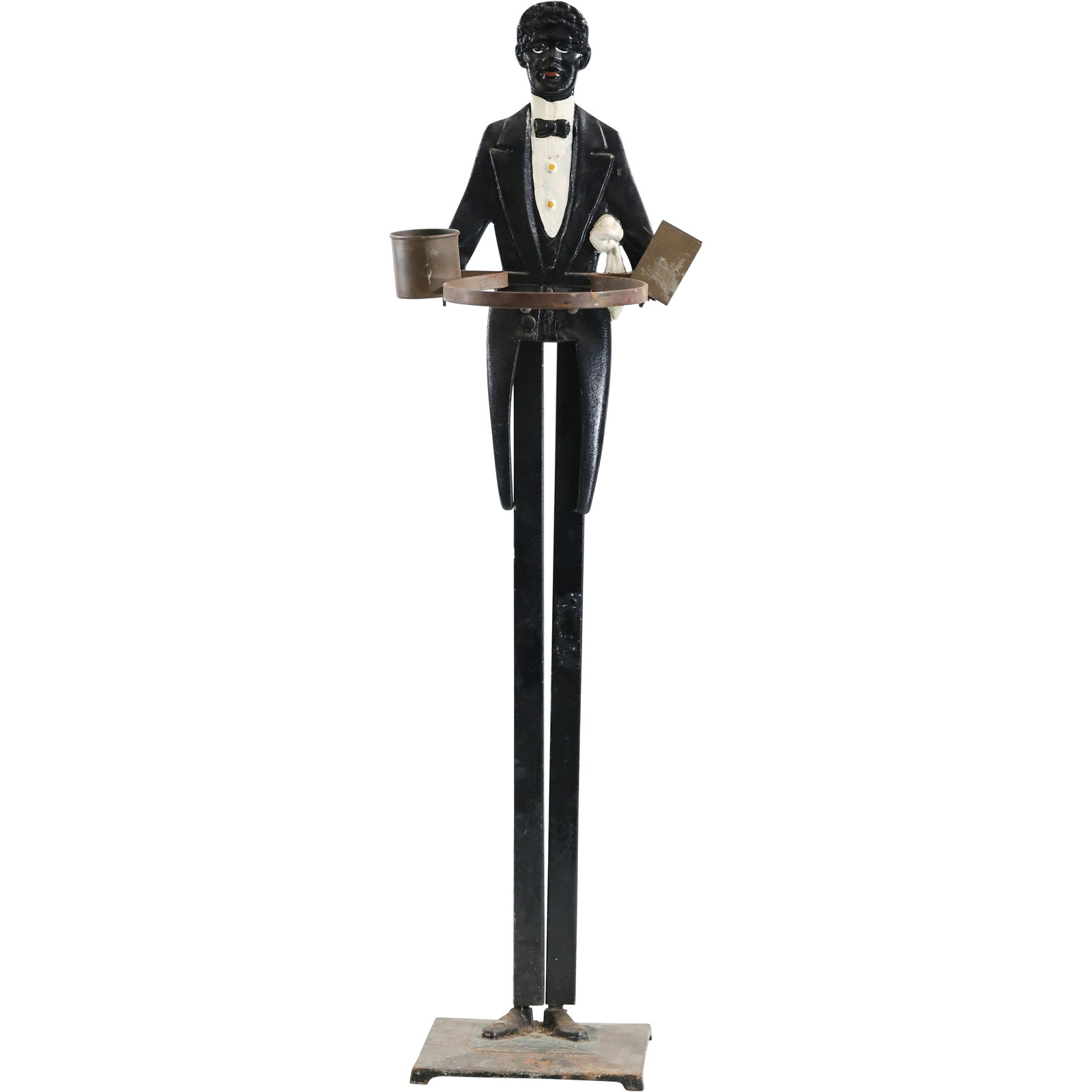 Black Americana Cast Iron Tall African American Butler Figural Stand 34.5 in. height, Original Paint (1 of 12)