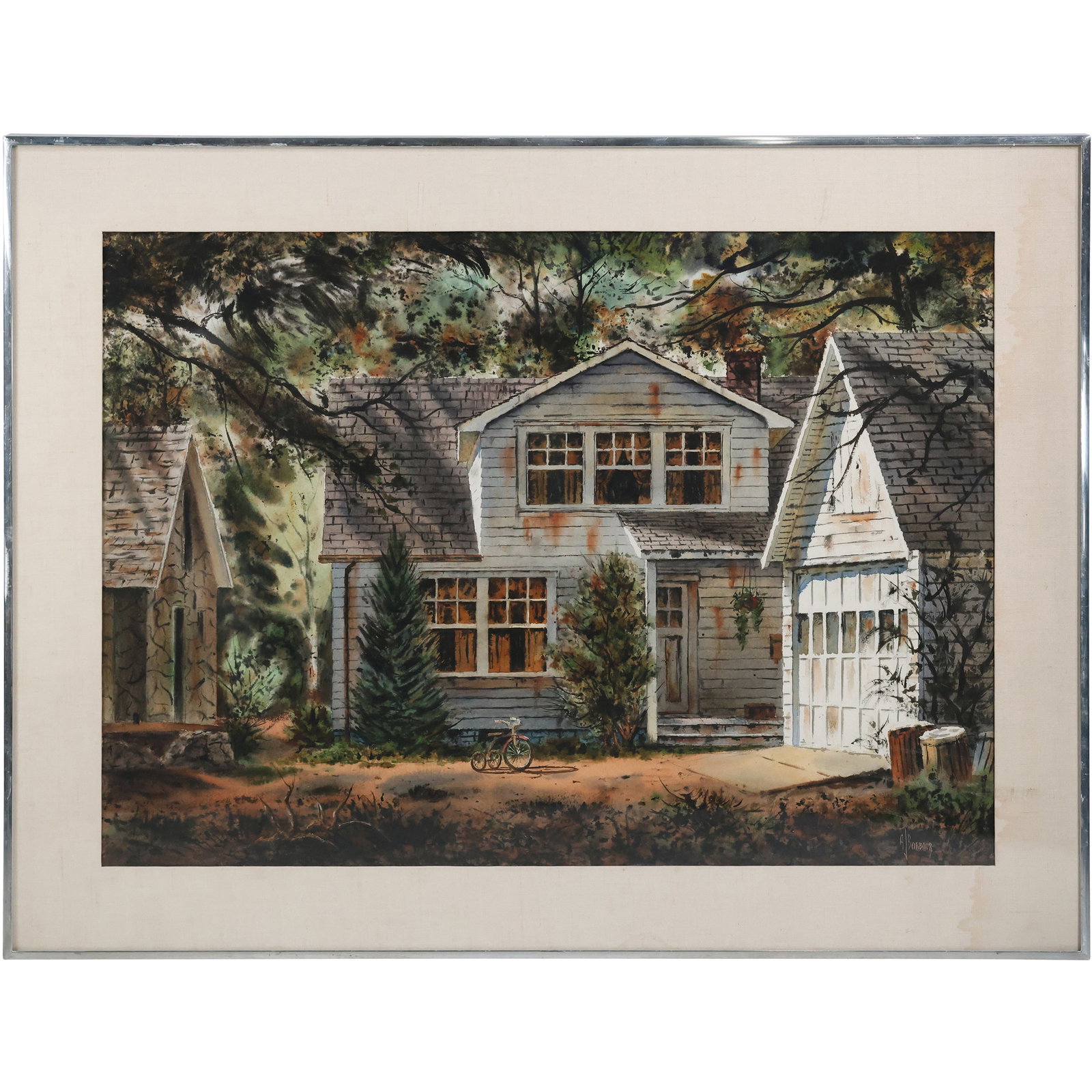 Arthur J. Barbour; 20thC. American Watercolor House in Patterson Signed (1 of 17)