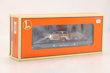 O Gauge 3-Rail Lionel #6-17549 Route 66 Flat Car w/ Ford Wagon & Trailer