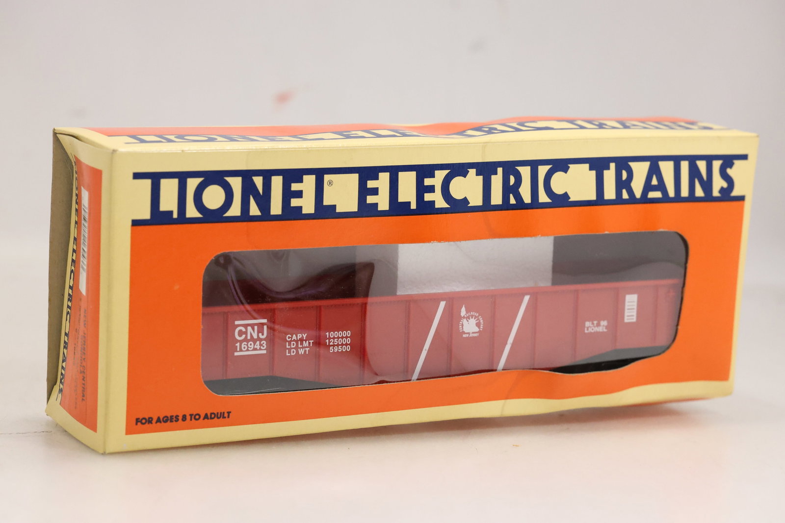 1995 Lionel Train New Jersey Central Gondola 6-16943: 1995 Lionel Train New Jersey Central Gondola 6-16943 Size: 11 x 4.5 x 2.5