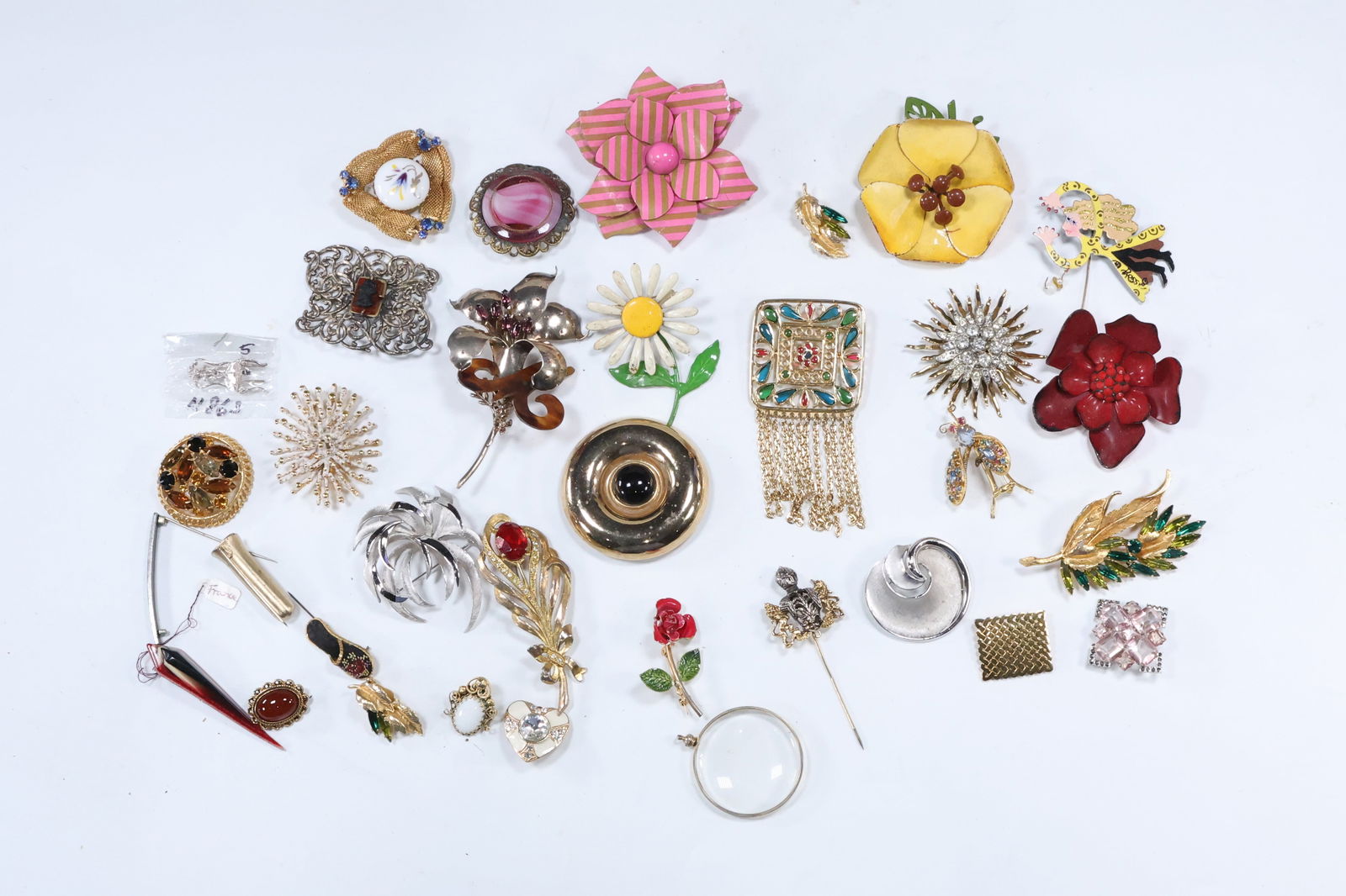 Large Estate Group Lot Costume Jewelry 35 Pieces Pins including Crown Trifari, France, Lea Stein, (1 of 20)