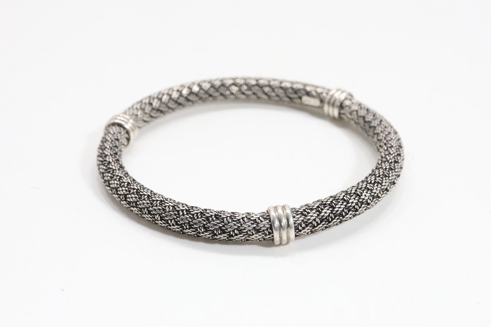 .925 Sterling Silver BA Mesh Bracelet with Ring Spacers 3 in. x 1/4 in. (1 of 10)