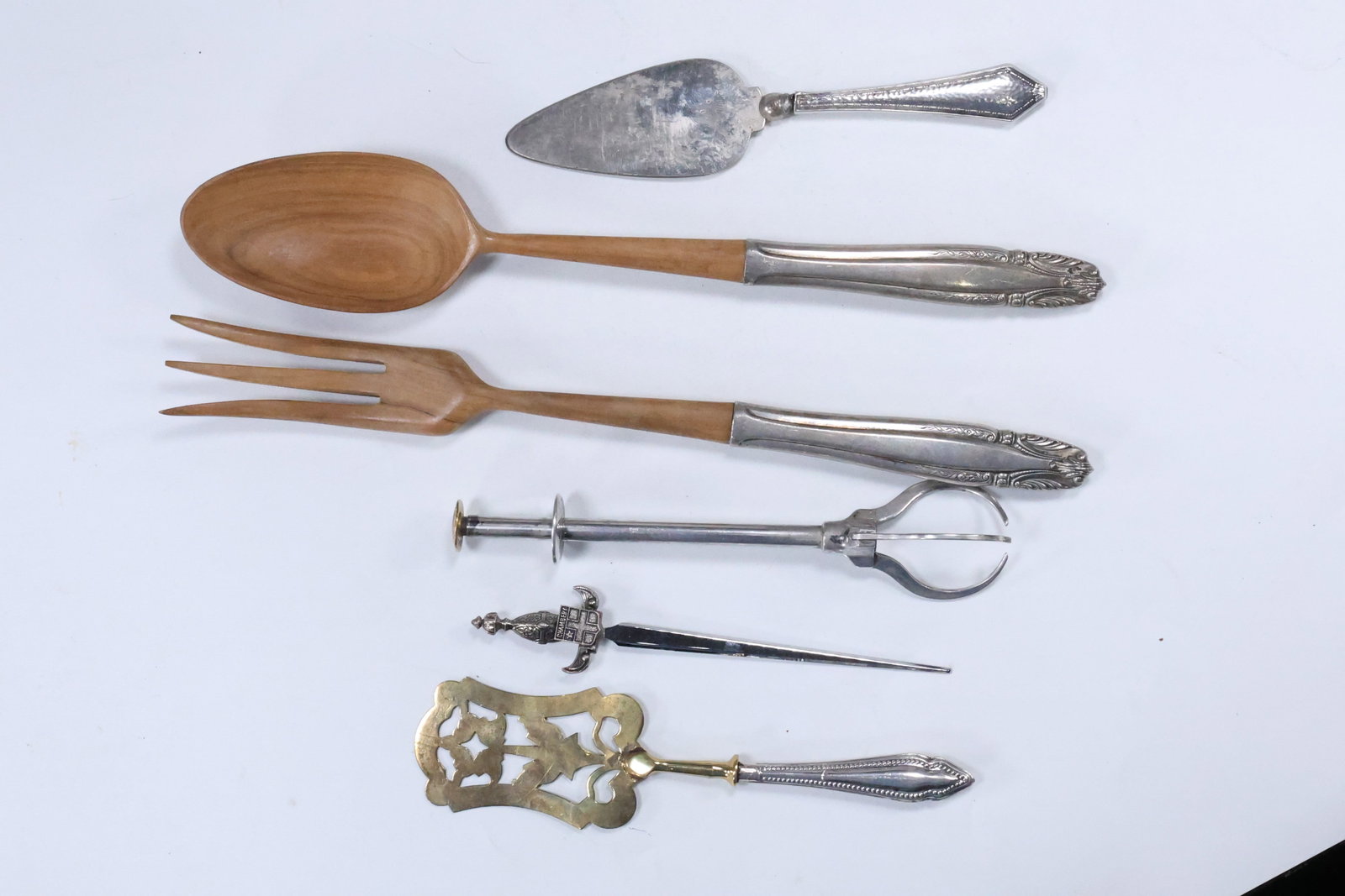 6 Sterling Silver Handles: Salad Fork and Spoon; Sterling Handle Appetizer Pick Up; Sterling Handle (1 of 11)