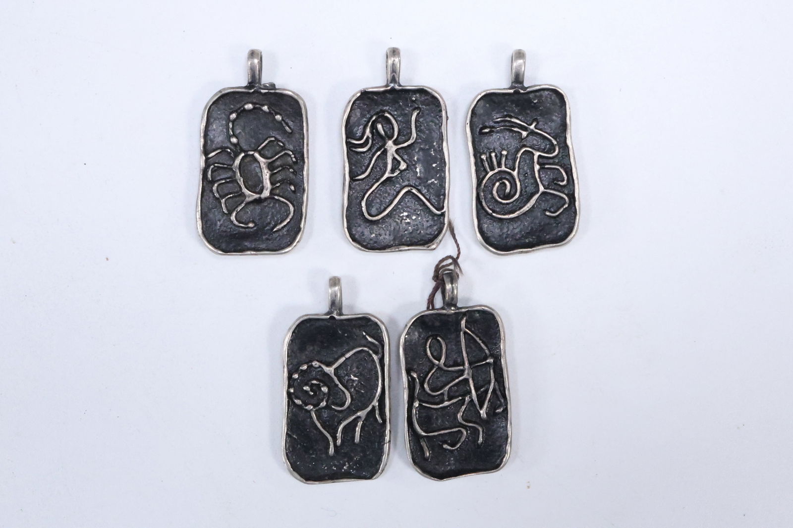 5 Assorted Sterling Silver Horoscopes Pendants, weighs 17.7 grams, 1 1/8 in. x 5/8 in. (1 of 8)