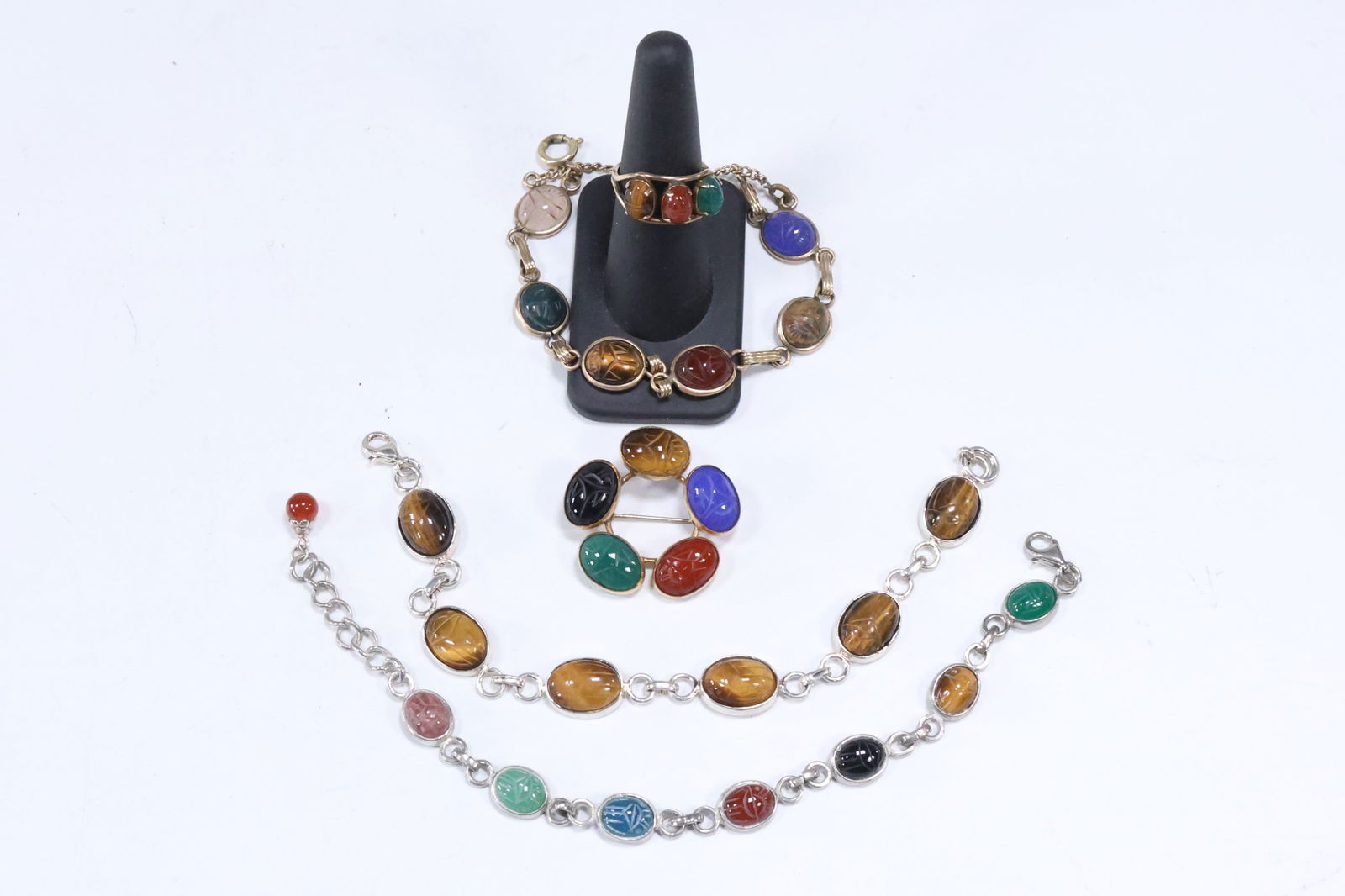 5 Piece Assorted SCARAB : 12K AMCO Scarab Pin 1 1/2 in.; True Casseil 12K GF Ring Size 7.25 (1 of 18)