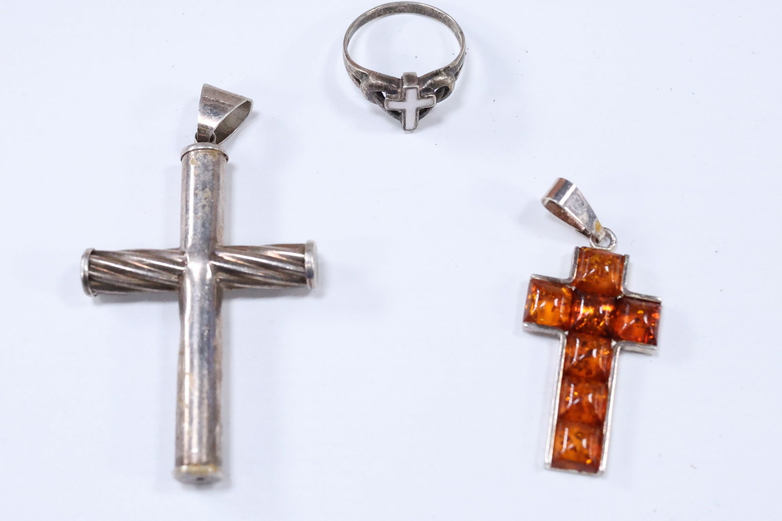 2 Sterling Silver Religious Crosses and Sterling Religious Cross Ring Size 11.5 (1 of 14)
