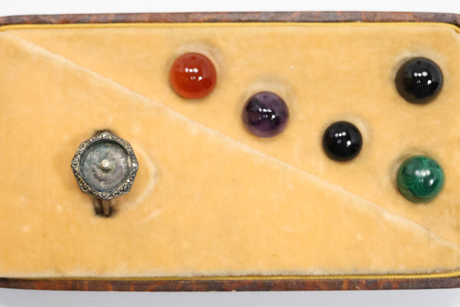 Sterling Silver and Semi Precious Stones Interchangeable Victiorian Ring with Marcasites in Box (1 of 10)