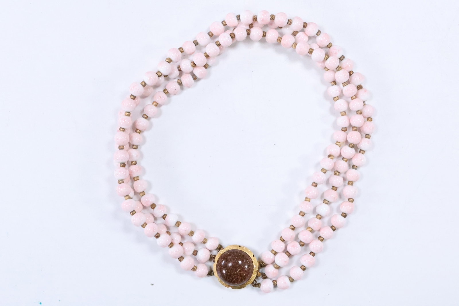 Angel Skin 3-Strand Coral Necklace 16 in. Moon Dust Closure: Angel Skin 3-Strand Coral Necklace 16 in. Moon Dust Closure