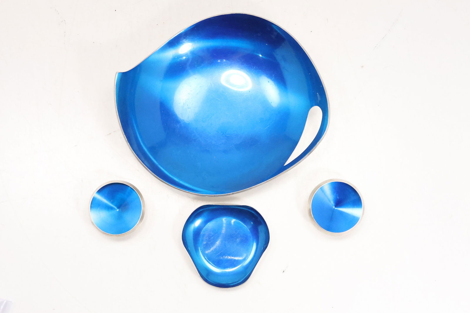 4-Piece STERLING with BLUE ENAMEL Serving Set marked MFKA Denmark, weighs 360.4 grams (1 of 10)