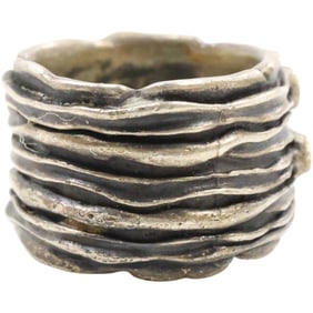 .925 Sterling Silver with CZ, Blue Sapphire, Garnet & Citrine Stones Modernism Ring Size 5