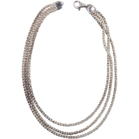 Italy .925 Sterling Silver, 75 grams, 3-Strand Necklace, 16 in. short, 18 in. long x 1/2 in.