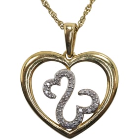 SJD .925 Sterling Silver Open Heart Pendant with 38 Diamonds Necklace .925 Sterling 19 in. Chain