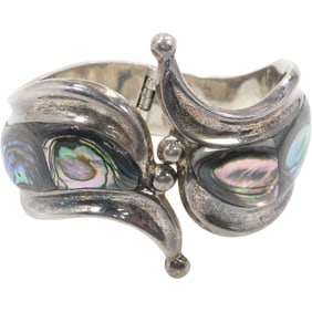 .925 Sterling Silver, 59 grams, TH-90 Mexico Abalone Swirl to Swirl Cuff / Bangle Bracelet
