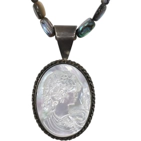 DTR .925 Sterling Desert Rose, Jay King, 18 in. Necklace, Sterling Link Chain with Abalone Beads