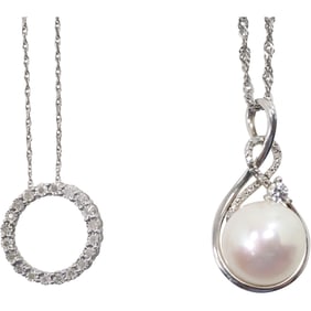 .925 Sterling SKG Diamond Circle Pendant 3/4 in. dia. on .925 Sterling 18 in. Chain; .925 Sterling