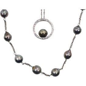2 Layer Pearl Necklaces: .925 Sterling Chain with Genuine Freshwater Cultured Pearls Necklace