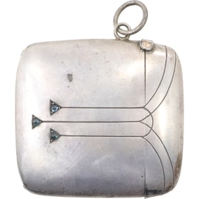 Sterling Silver Arts & Crafts, Harvey Ellis Style Inlay, Match Safe 25.4 grams, 2 in. x 2 in.