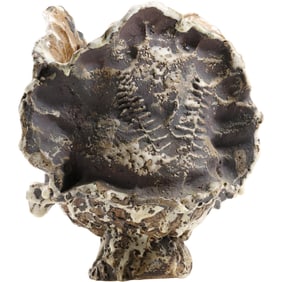 Abstract Mid Century Fossil Style Footed Pottery Vase