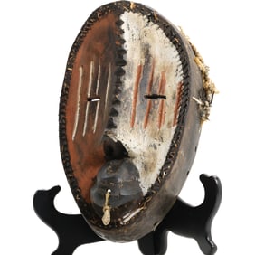 Carved Wood African Tribal Mask in Original Polychrome Finish