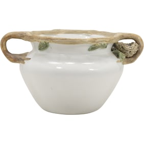 Stoneware Bird's Nest Robin Egg Handled Pottery Vase