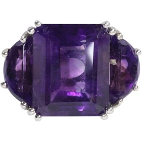 .925 Sterling Silver with 3 Purple Spinels Ring Size 6 , 3/4 in. x 1/2 in.