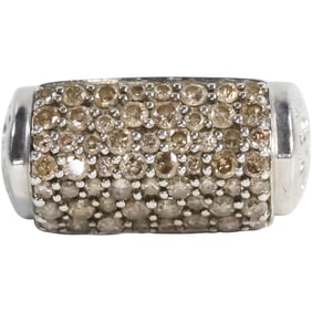Stunning .925 Sterling Silver LL IN with Diamonds Cocktail Ring Size 6.25,  3/4 in. x 1/2 in.
