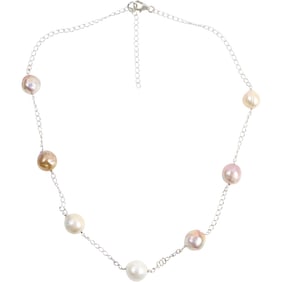 .925 Sterling Silver with Tahitian Pearls Necklace 20 inches x 1/2 in.