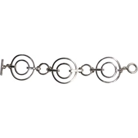 .925 Sterling Silver. 39.9 grams, Large Circle Link Bracelet 7 3/4 in. x 1 1/2 in.