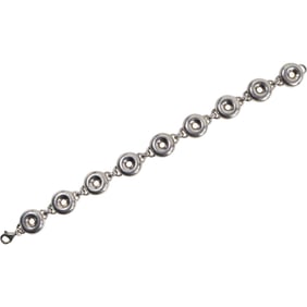 .925 Sterling Silver, 31.9 grams, Donut Design Links Bracelet 7 1/2 in. x 1/2 in.