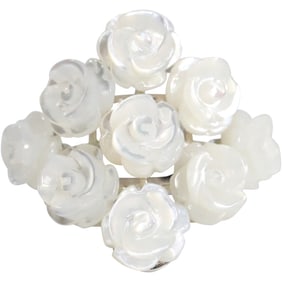 .925 Sterling Silver "OP" Unusual Mother of Pearl Rose Bouquet Ring