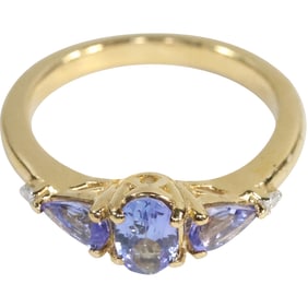MCG1 .925 Sterling Silver with 3 Tanzanite Stones & 2 Diamonds Ring Size 6,  3/4 in. x 1/4 in.