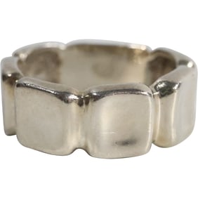 .925 Sterling Silver Square Thumb Print Ring Size 7, Artist Signed RLM Robert Lee Morris