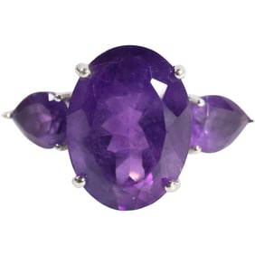 .925 BBJ Sterling Silver Purple Amethyst Ring Size 6 , 1 in. x 1/2 in.